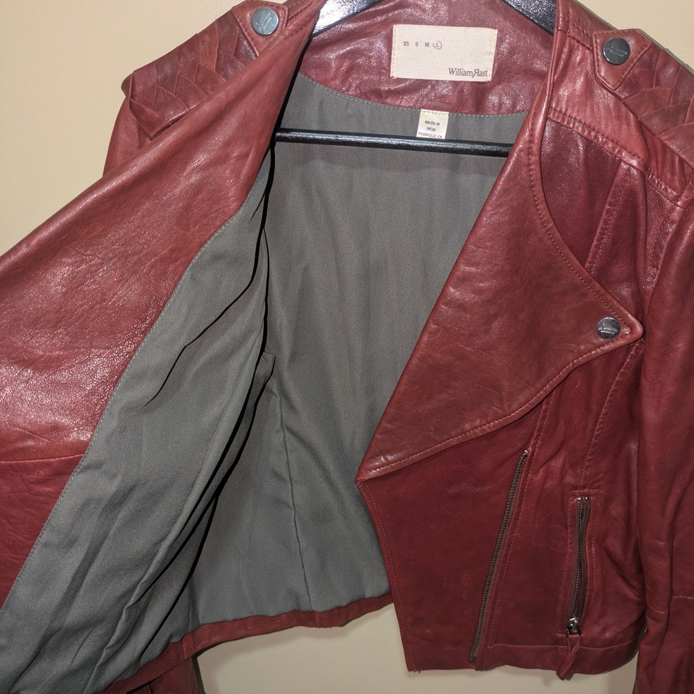 William Rast Deep Red Leather Jacket - Picture 2 of 4